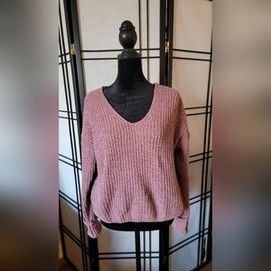 Hippie Rose Women's Lilac Long Sleeve V Neck Crop Top Sweater